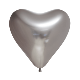 Baloane Latex Inima Chromate Argintiu 30 cm